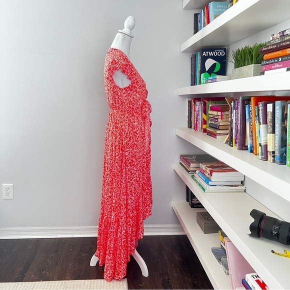 Vici Coral Kissed by the Sun High Low Pocketed Tie Front Maxi Dress Size Med - Picture 9 of 15